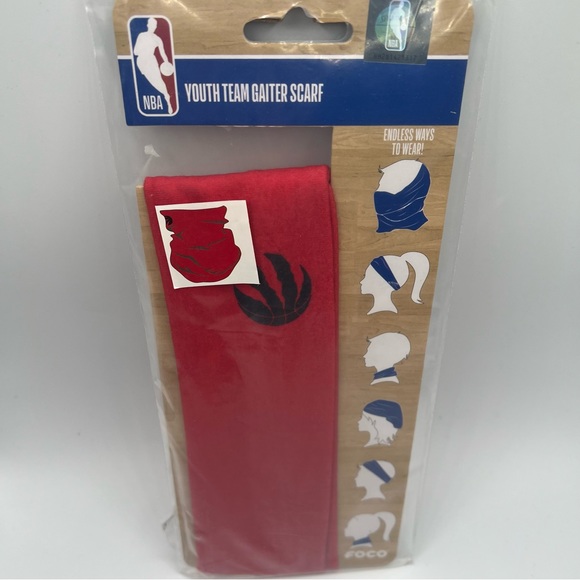 NEW NBA Toronto Raptors Team Youth Gaiter Scarf Red and Black Unisex Gaiter - Picture 5 of 6